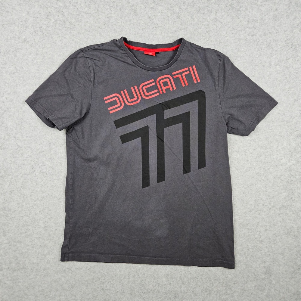 Ducati (Men's Large) Gray T-Shirt Graphic Tee Motorcycle Racing Biker Casual Tee